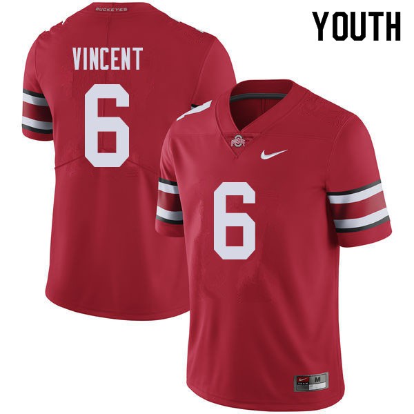 Ohio State Buckeyes #6 Taron Vincent Youth Football Jersey Red OSU64531